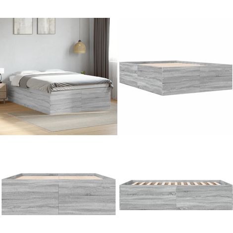 Bettgestell Grau Sonoma 140x200 cm Holzwerkstoff - Bettes Gestell - Holzbettfundament - Doppelbett - Boxspringbett - Grau - Home & Living (1/5)