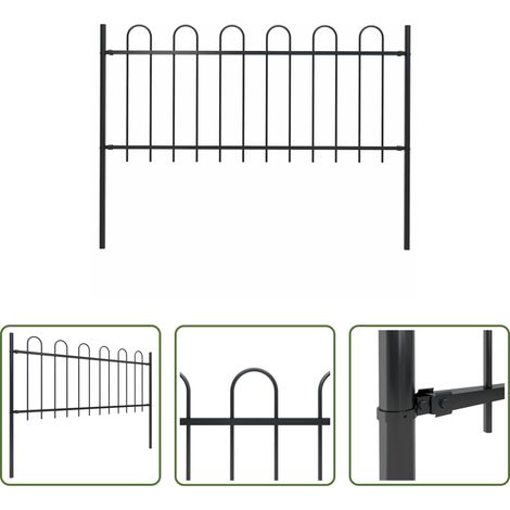 Clôture décorative - Clôture de jardin Boxtel avec arceau supérieur en acier 181 x 100 cm noir (1/5)
