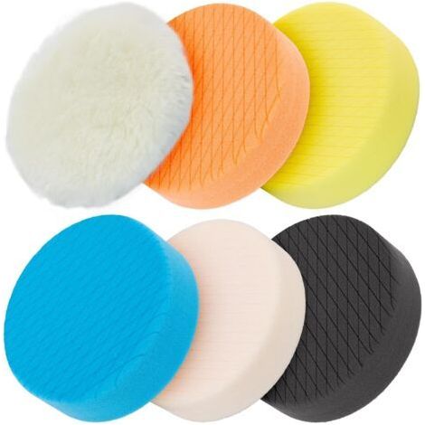 6 Pack 5.6 Inch Polishing Pad 140mm for 5 Inch Back Plate - Sponge and Wool Pads - Car Buffer Polishing Kit - Polisher, Polish and Wax (1/4)