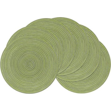 Juego de 6 manteles individuales redondos de algodón de 38 cm (15 pulgadas), lavables y resistentes al calor (1/5)