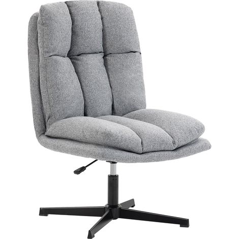 Drehsessel in Leinenoptik und Metall, 63 x 75 x 92–102 cm, Hellgrau