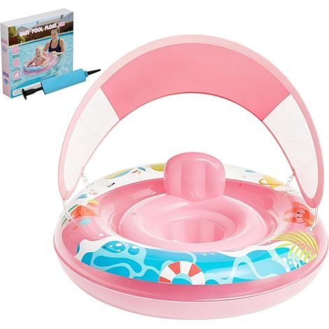 Bouées de Piscine pour - Anneau de Natation Gonflable avec Auvent Amovible  Bouées de Natation pour,pour Lac Plage Rivière Fête Estivale Jeux sur Quai en Intérieur et Extérieur (1/5)