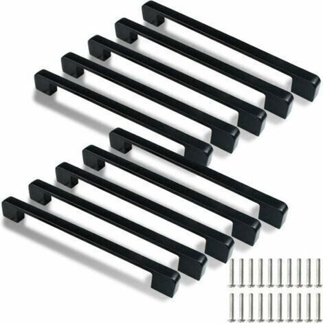 Tiradores para armarios de cocina de 192 mm (10 piezas) con tornillos, juego de tiradores de aleación de zinc para muebles de dormitorio (10, 192 mm), Sunny