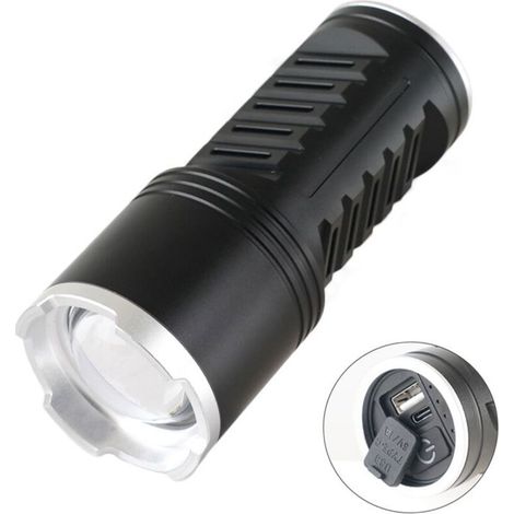 Extrem leistungsstarke LED-Taschenlampe mit 1.000.000 Lumen, eingebautem 10800-mAh-Hochleistungsakku, Zoomfunktion, wasserdicht nach IPX7, hundefreundlich, ideal für Camping und Wandern [Energieklasse (1/5)