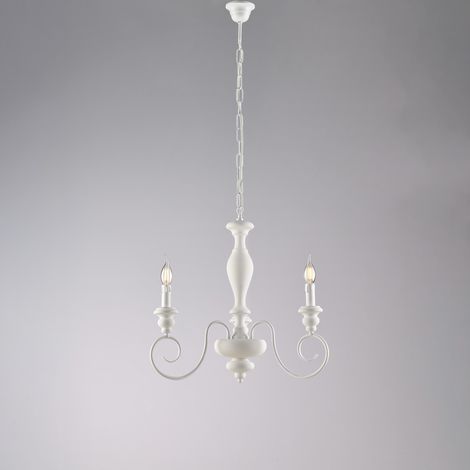 Lampadario Shabby Chic Cascina Bianco 3 Luci E14