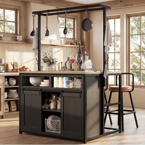 Mueble cocina con enchufes y estantes 107x62x183 OKMYHOME (1/5)