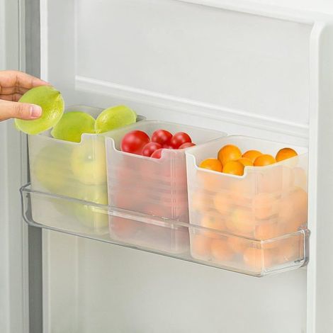 BelleRise - Boîte de rangement pour réfrigérateur, lot de 3 boîtes de rangement latérales en plastique translucide pour porte de réfrigérateur (1/5)