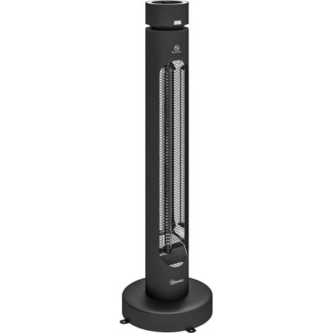 Chauffage infrarouge oscillant 2000 W, tube carbone, 8 niveaux de chauffe, minuterie 8h, double commande télécommande/rotatif, chauffe 15‑20 m², pour terrasse (1/5)