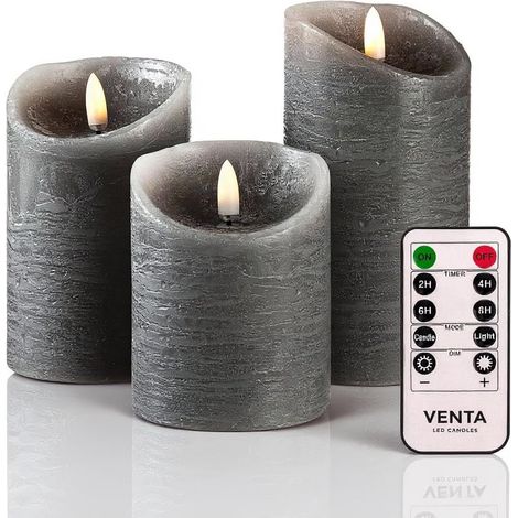Lot de 3 Bougies LED Sans Flamme 4/5/6 Pouces avec Télécommande, Minuterie et Variateur, Effet Flamme Vacillante, Rechargeable, Rouge (1/5)