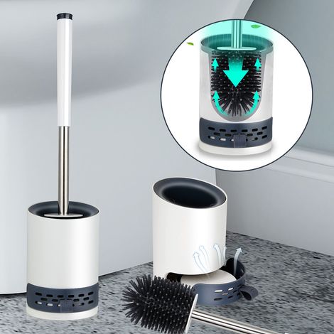 Jiubiaz Toilettenbürste Silikon WC-Bürste Toilettenbürste Silikon Bürste Klobürste mit Wandbefestigung (1/5)