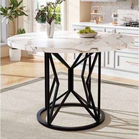 Mesa de comedor redonda 100 x 100 x 76 cm, MDF y metal, negra OKMYHOME (1/5)