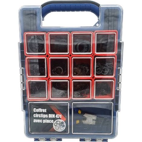 Coffret 800 Circlips Extérieurs avec Pince - DIN 471 - Zingué blanc - D-Work (1/2)