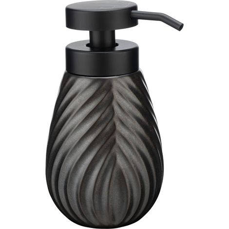 Distributeur de savon Idro anthracite 2 pièces ensemble accessoires salle de bain céramique design porte-brosse à dents céramique set salle de bain anthracite accessoires salle de bain 330 ml