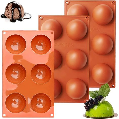 3 PCS Moule à Tablette Chocolat, 6 Cavités Silicone, Moule pour Pralines, Bonbons et Décoration de Gâteaux,6,6 (1/5)