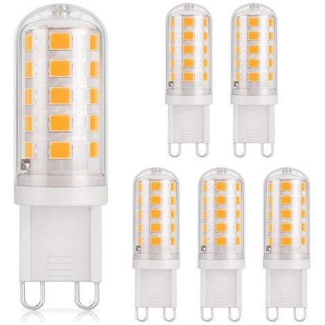 Ampoule LED G9 3W, 430LM, équivalen 40W halogène, Blanc chaud 3000K, 220-240V, CRI 85, NON-Dimmable, Économie d'énergie, Base en céramique, Culot G9 Standard, Lot de 6 (1/3)