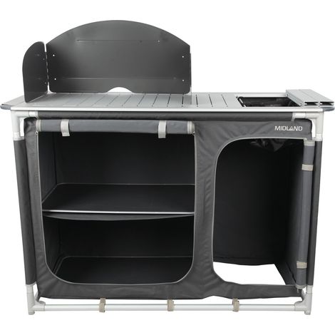 Meuble de cuisine pliable avec évier intégré – Dimensions 121 x 48 x 108 cm – 2 étagères spacieuses – Sac de transport inclus (1/5)