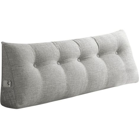 ® Triangulaire Coussin à Coins, Traversin Tête de lit Support Arrière, Gros Coussin Canapé,Oreiller Cervical Dossier de Soutien Lombaire, 160x50x20cm, Coton et lin,Gris clair (1/5)