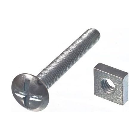 One Stop DIY Lot de 200 boulons de toiture et écrous carrés ZP Plaqué zinc M6 x 45