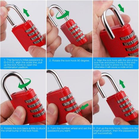 Cadenas À Code - 4 Chiffres - Acier Inoxydable Et Alliage De Zinc - Extérieur Résistant À La Rouille - Lot De 4 (1/5)