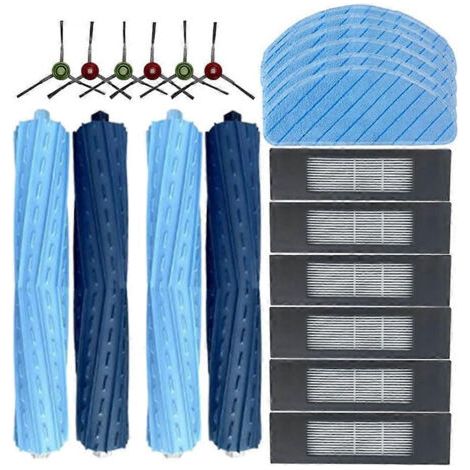 Lot de 22 pièces pour aspirateur robot Ecovacs DEEBOT T9 AIVI / T9 AIVI+ : pièces de rechange pour brosse principale, filtre et chiffon de nettoyage.