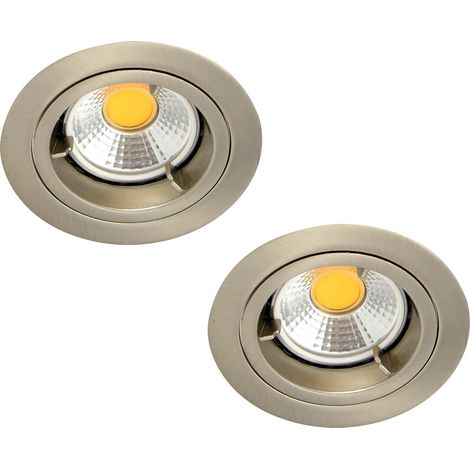 Litecraft Recessed Downlight Fire Rated Fixed Spotlight in Satin Chrome - 2 Pack (1/2)