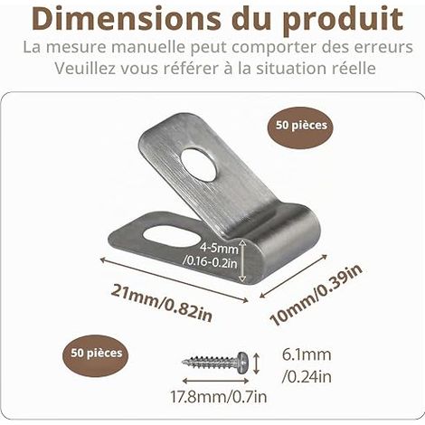 Stainless Steel Fence Fixing Clamps, Mounting Clips for Wire Mesh, Screws Included, Rigid Wire Mesh Fixing On Wall, Rigid Wire Clip On Pole, Fence Wire Clips (1/4)