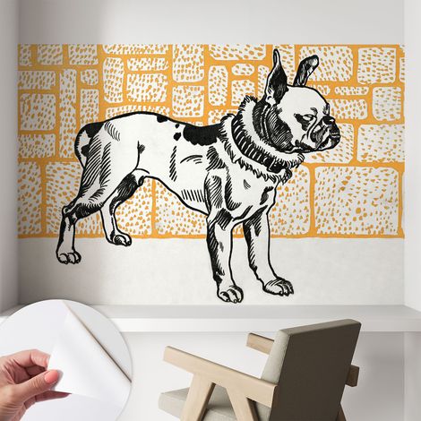 Tapete Selbstklebend - abwaschbar - Tapete mit Motiv - trendige Wanddeko - elegant Fototapete Retro-Hund 104x70 cm (1/5)