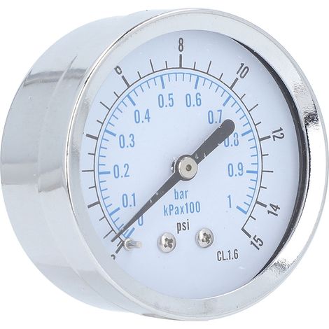 Manomètre axial double échelle 0 à 1 bar/kpax100 0 à 15 Psi raccord 1/4in NPT cadran 2.5in pour air eau carburant (1/5)