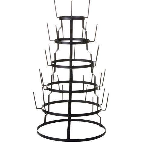 Porte-Tasses sur Pied Arbre à Mugs de Cuisine en Métal Noir 6 Niveaux H76 x Ø44 cm - PANGIVO (1/3)
