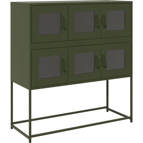 Maison Exclusive - Credenza Verde Oliva 100,5x39x107 cm Acciaio Laminato a Freddo