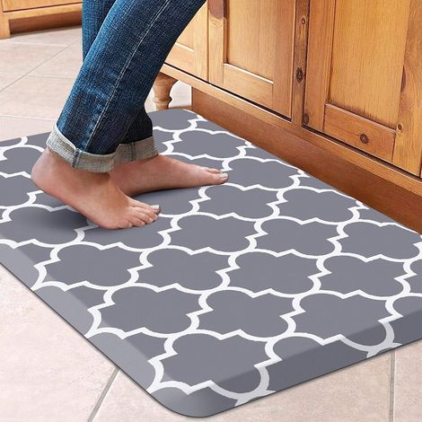 Weiche und strapazierfähige Küchenmatte, 44 cm x 71 cm, rutschfest, wasserdicht und ergonomisch, komfortabel, geeignet für Küche, Boden, Wohnzimmer, Büro, Spüle und Waschküche. Grau.