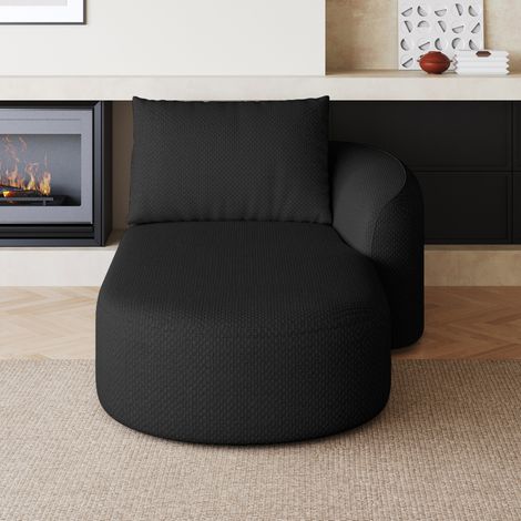 Divano angolare destro 110x34x34 cm, senza montaggio, linee eleganti, tessuto, nero (1/5)