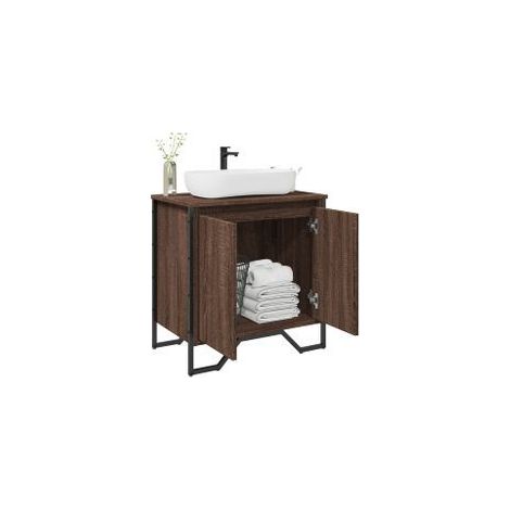 Armoire lavabo de salle de bain chêne marron 60x35x60 (1/5)