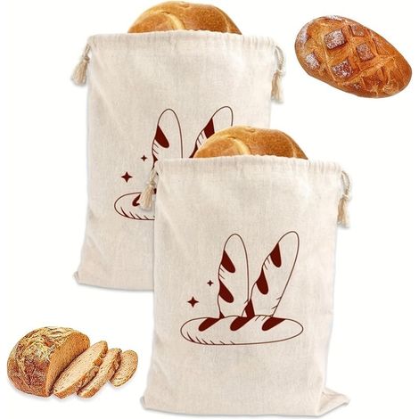 1 Sac à pain réutilisable en lin — Sac de conservation rectangulaire de qualité alimentaire, idéal pour le pain artisanal et fait maison (1/5)