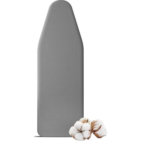 Housse de table à repasser 125 x 45 cm – Housse en coton extra épaisse résistante à la chaleur – Tissu à conduction thermique rapide – Pour fer à vapeur et repassage – Gris (1/5)