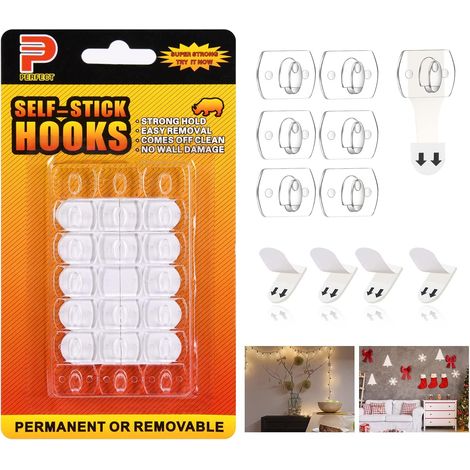 20 Crochets Adhésifs, Transparent, Sans Percer, Pour Guirlande Lumineuse, Décoration Murale (1/5)