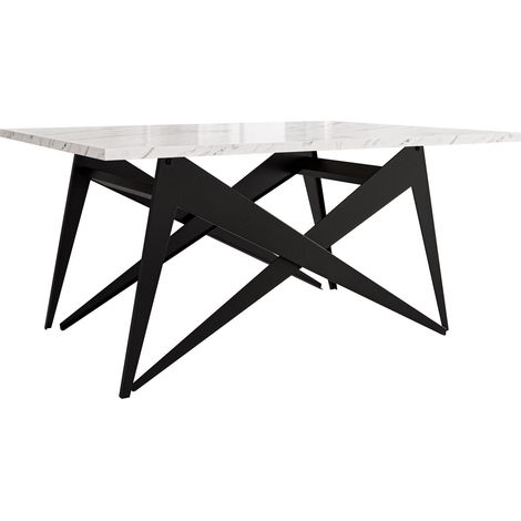 Mesa de centro convertible Oswego 150, Mármol blanco + Negro, 45x70x90cm, Diámetro: 0, Aglomerado laminado, Angular