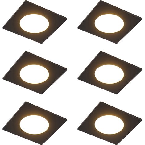 QAZQA Set of 6 Modern Recessed Spotlights Black Incl. LED 3-Step