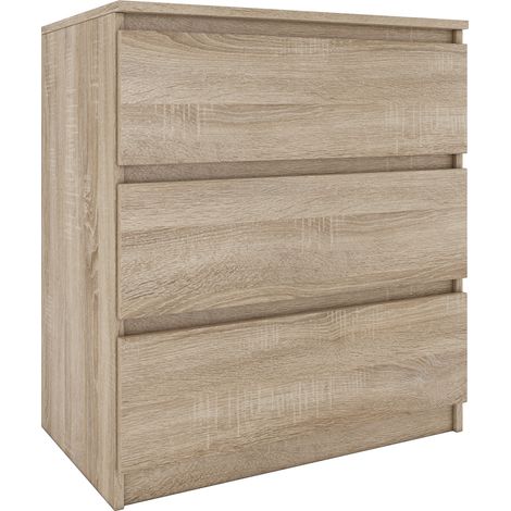 Topeshop – Commode scandinave 3 tiroirs 77x70x40 cm – Panneaux stratifiés de qualité – Rangement moderne pour chambre ou salon