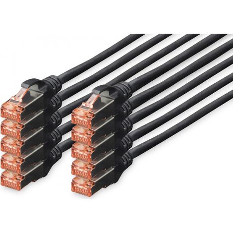 DIGITUS CAT 6 SFTP Patchkabel, 10 Stück, 0,25m, schwarz