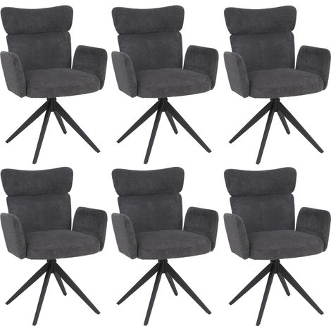 Lot de 6 chaises de salle à manger HWC-N11, chaise pivotante avec retour automatique, tissu bouclé 350 g/m2 Öko-Tex- gri (1/5)