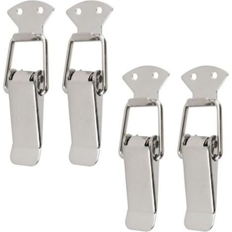 Loquet à ressort, sans mécanisme de verrouillage, argenté, entraxe de 47 mm, 4 loquets à bascule en acier inoxydable (1/4)
