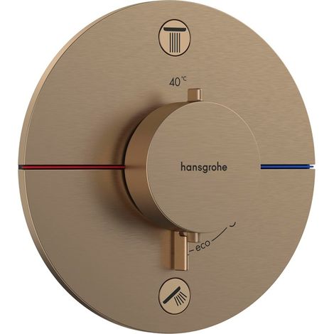 Thermostat encastré hansgrohe ShowerSelect Comfort S – Pour 2 consommateurs – Commande de débit avec fonction d'arrêt – Limitation de température réglable