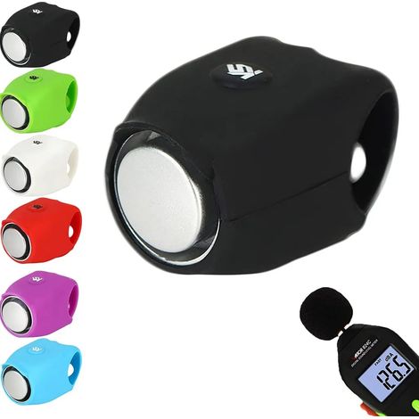 Bocina de bicicleta fuerte, timbre eléctrico para bicicleta, campana electrónica de mini-zumbador, campana de cubierta de silicona impermeable, para bicicleta MTB Negro (1/5)