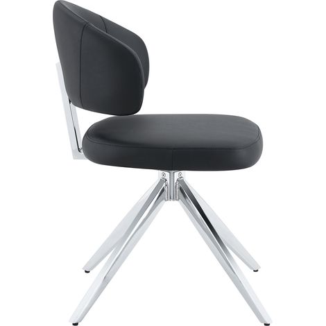 Silla giratoria moderna de PU negro con estructura de metal, acolchada, giro 360° - MODENUIT (1/5)