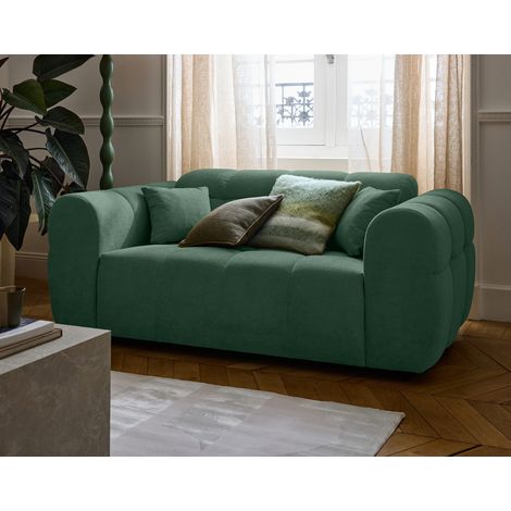 Ray - canapé droit 2 places en tissu texturé - vert sauge