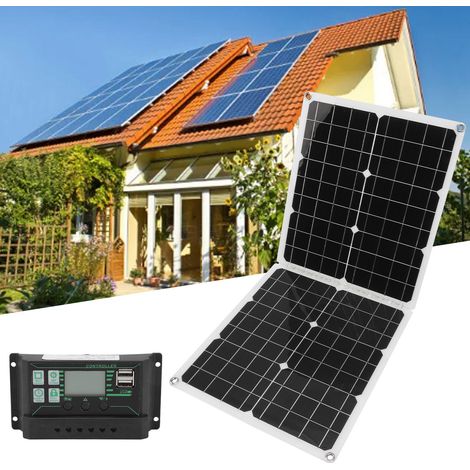 Panneau solaire monocristallin pliable de 50 W pour le camping et les voyages, charge de batterie avec contrôleur 100 A (1/5)