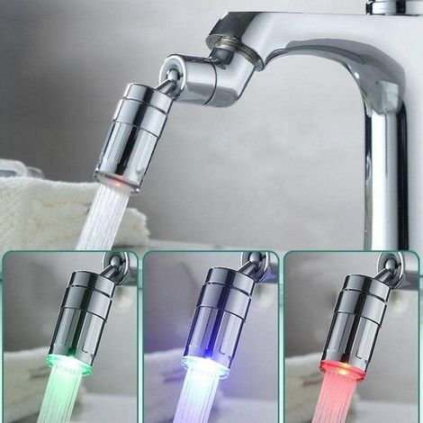 Universal 720 degree rotating light, LED color changing light temperature control faucet, 24mm interface (1/5)