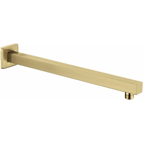 Bras de douche de 40,6 cm, extension de pommeau de douche à effet pluie avec bride et ruban, fabriqué en acier inoxydable épais pour salle de bain (doré brossé) (1/5)
