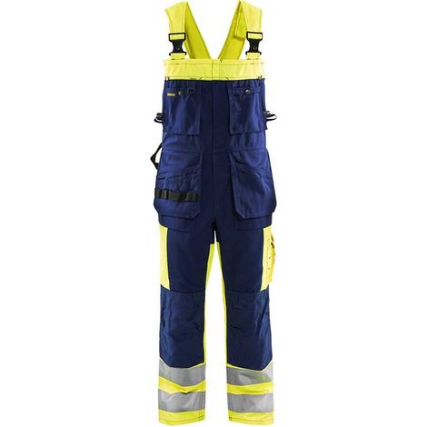 Cotte de travail à bretelles haute visibilité 2603 - Jaune fluo/Marine 58 (1/4)